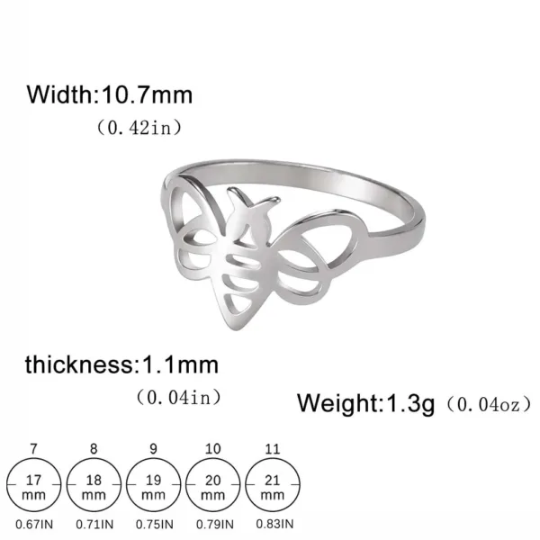 Cute Bee Stainless Steel Fashion Ring - Image 7