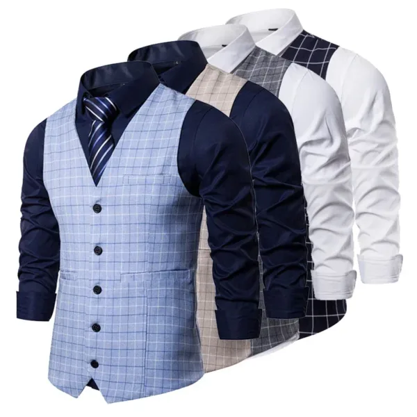 Men's Plaid Formal Waistcoat for Events