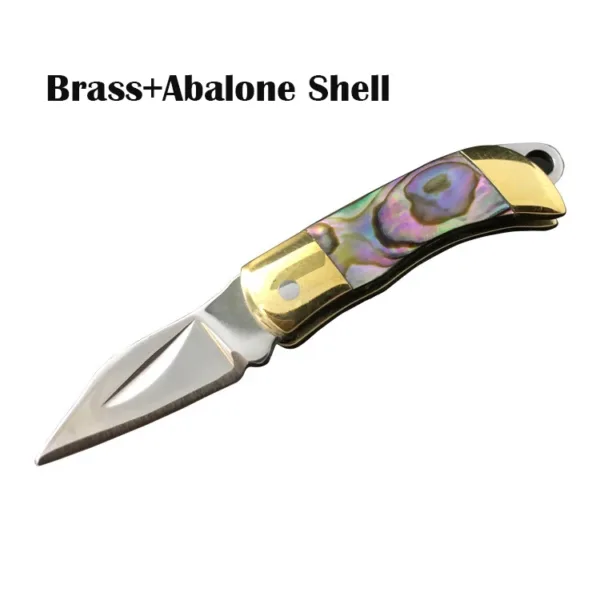 Mini Brass Folding Knife with Shell Handle - Image 7