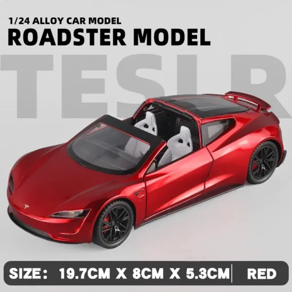 Diecast Metal 1:24 Tesla Roadster Toy Car - Image 8