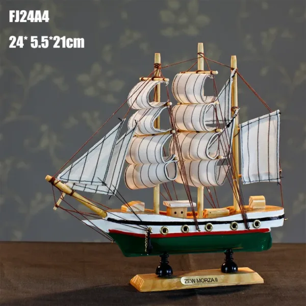 Wooden Mediterranean 24CM Sailboat Decor - Image 9