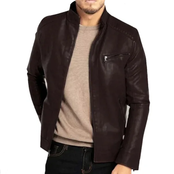 Men's Casual Punk Style Leather Jacket - Image 8