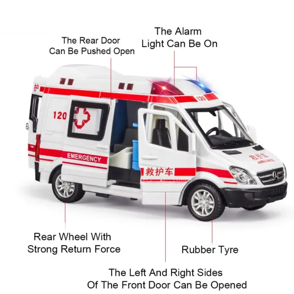 1:32 Diecast Ambulance Model with Sound & Light - Image 2