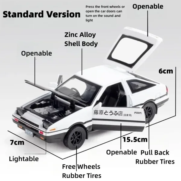 1/32 AE86 Diecast Toy Car with Sound and Light - Image 6