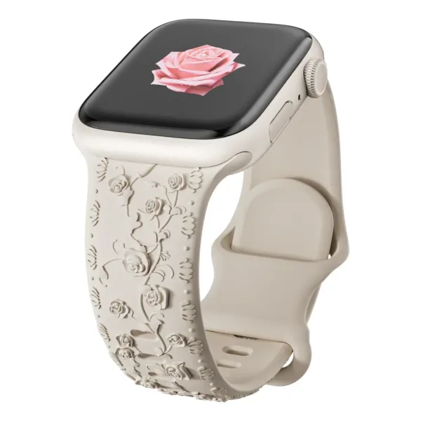 Floral Engraved Strap for Apple Watch 38-49mm - Image 11