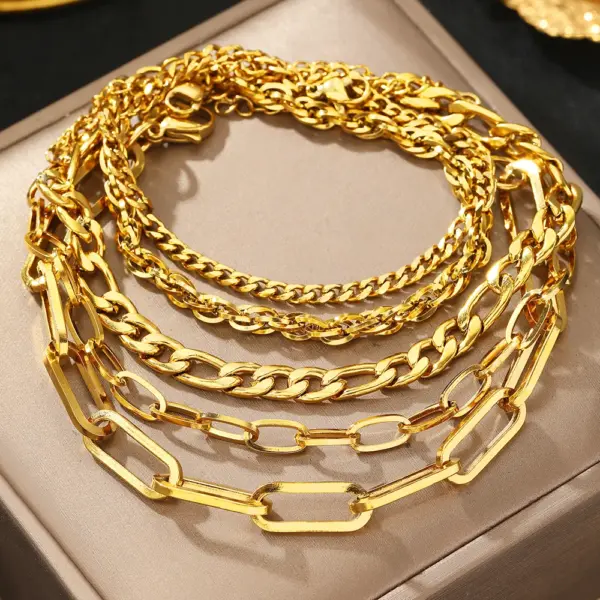 Multi-Style Stainless Steel Chain Bracelet for Women - Image 3