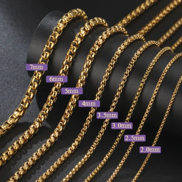 Stainless Steel Gold Box Chain Necklace - Image 7