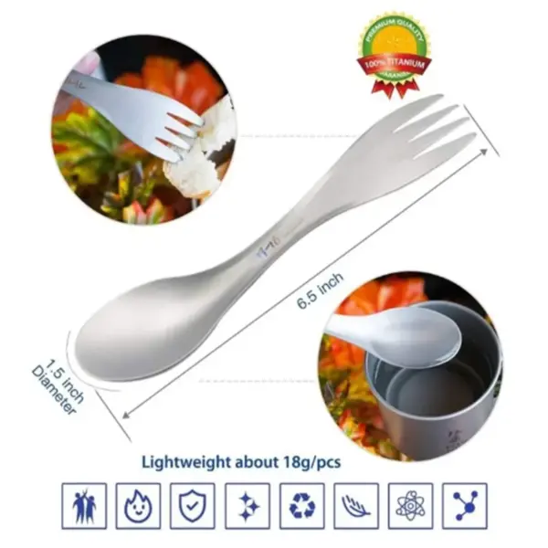 2Pcs Titanium Dual-Use Spork Set - Image 4