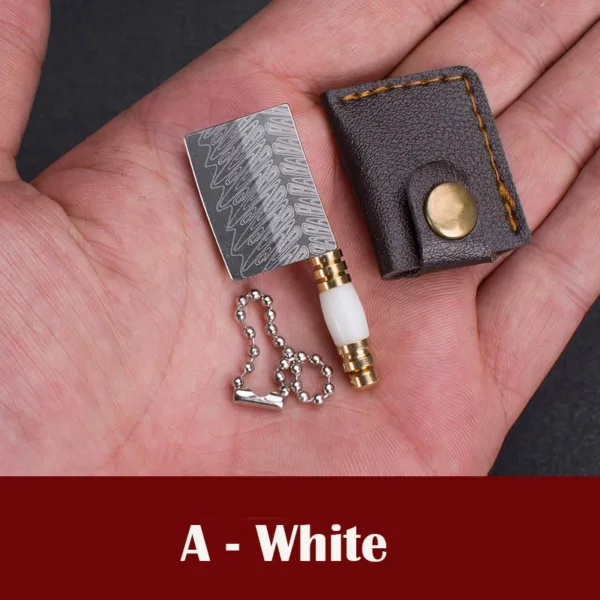 Mini Folding Damascus Design Keychain Knife - Image 12