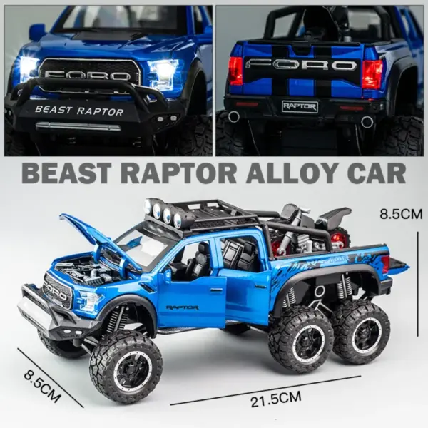 1/28 Ford Raptor F150 Diecast Model Car - Image 5