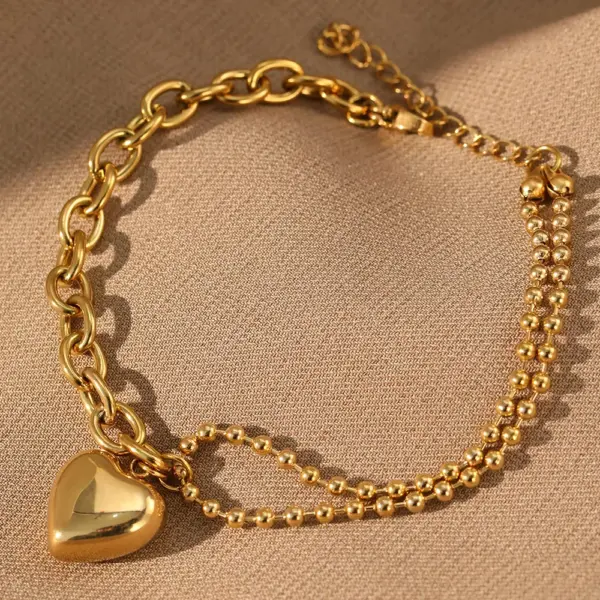 Stainless Steel Heart Pendant Bracelet for Women - Image 3