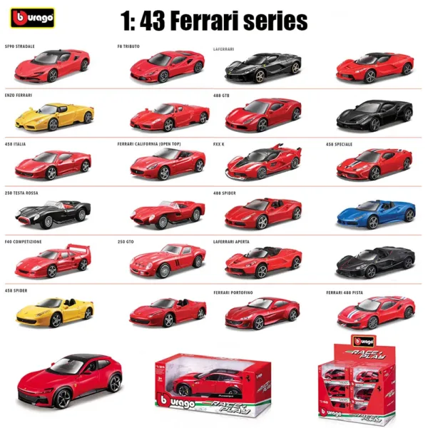 Bburago 1:43 Scale Ferrari Diecast Model Collection