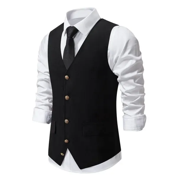 Men's Slim V-neck Wedding Waistcoat Jacket - Image 9