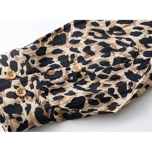 Leopard Print Long Sleeve Shirt for Men - Image 4