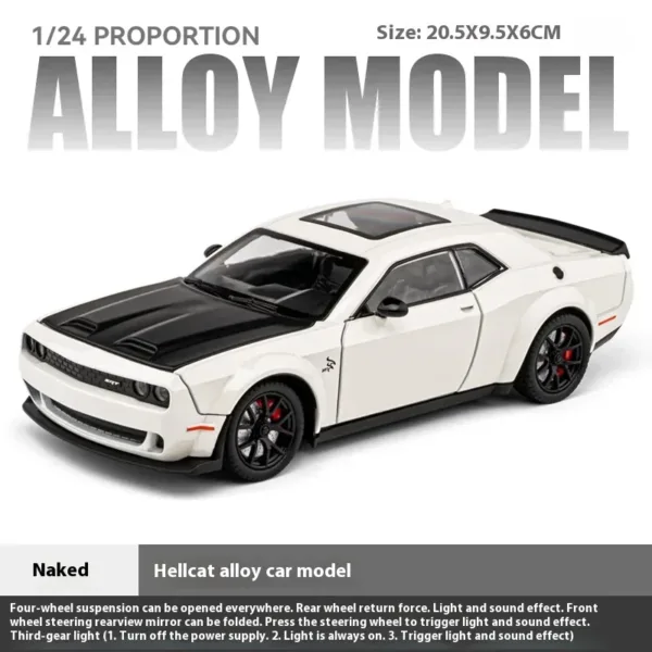 1:24 Dodge Challenger SRT Hellcat Diecast Model - Image 7