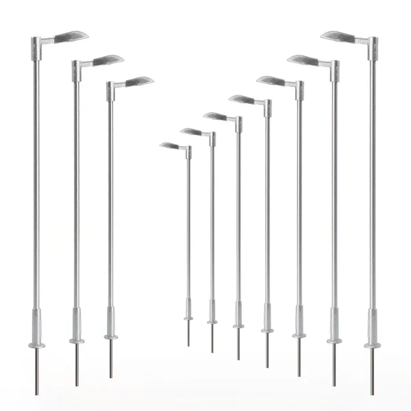 10pcs HO Scale 1:87 Metal Street Lights