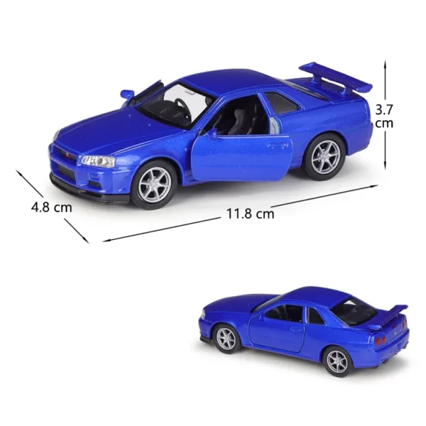 1/36 Nissan Skyline GTR R34 Diecast Model Car - Image 2