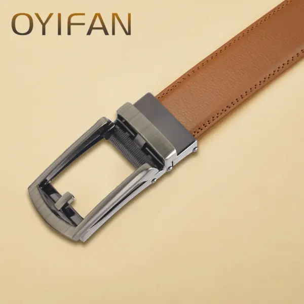 Luxury Men's Genuine Leather Belt Orange - Image 4