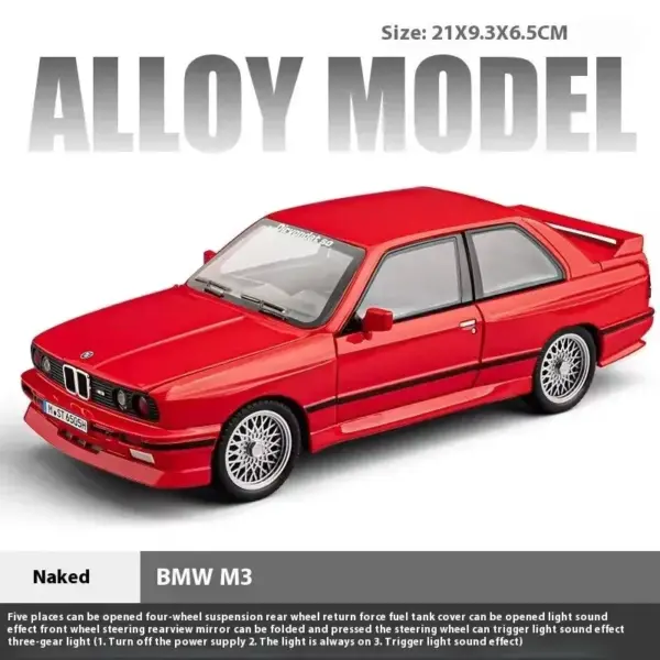 1:24 BMW M3 E30 Alloy Diecast Car Model - Image 7