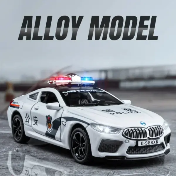 BMW M8 Simulation Alloy Police Car Model