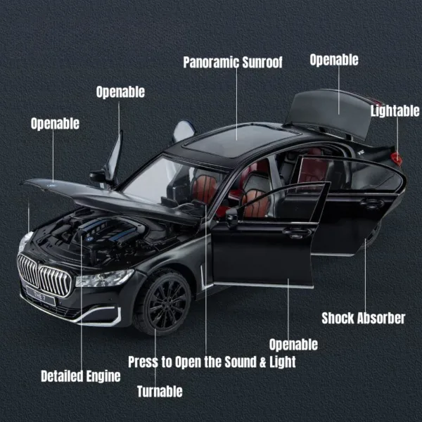 1/24 BMW 760Li Diecast Model Car with Sound - Image 3