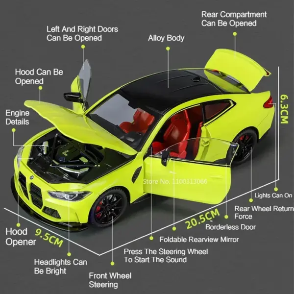 1:24 Scale M4 Alloy Diecast Car Model - Image 2