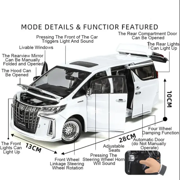 1/18 Scale White Alphard Alloy Model Car - Image 2