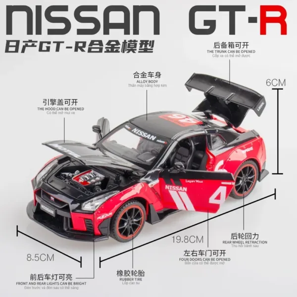 1:22 Nissan GT-R Diecast Metal Model Car - Image 3