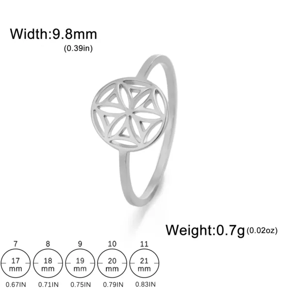 Flower of Life Vintage Stainless Steel Ring - Image 12