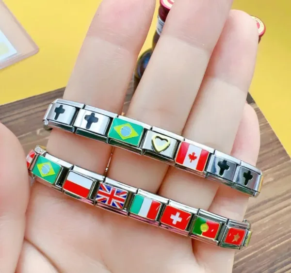 Italian Flag Charm Bracelet in Stainless Steel - Image 2