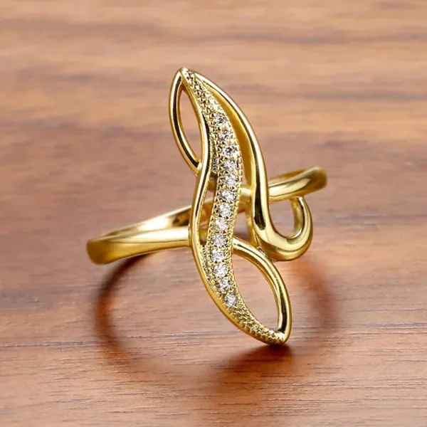 Trendy Geometric Gold CZ Wedding Ring for Women - Image 7