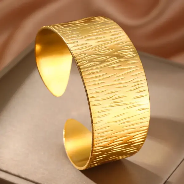 Gold Flower Hollow Cuff Bracelet for Women - Image 22