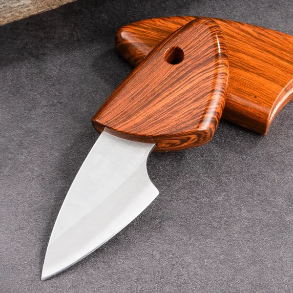 Portable Wooden Handle EDC Pocket Knife - Image 2