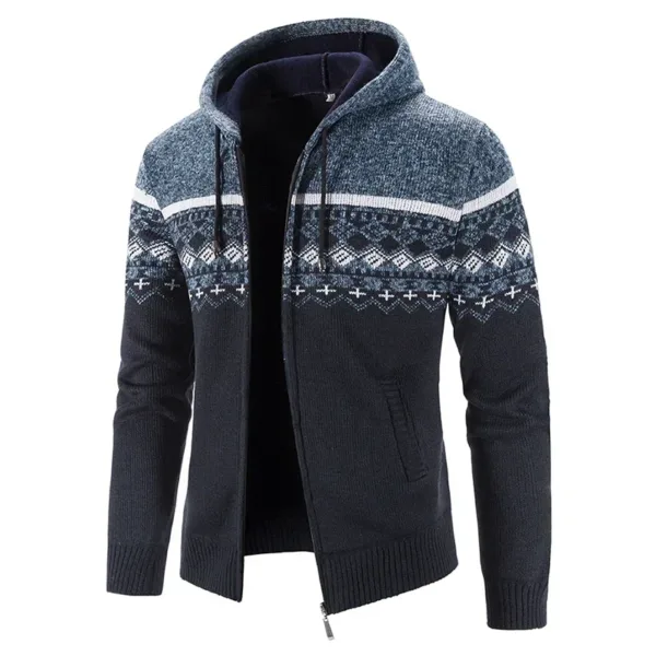 Men's Winter Hooded Zipper Jacket Sweater - Image 4