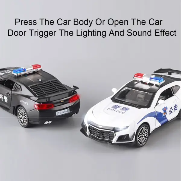 1:32 Scale Black Camaro Police Car Model - Image 3