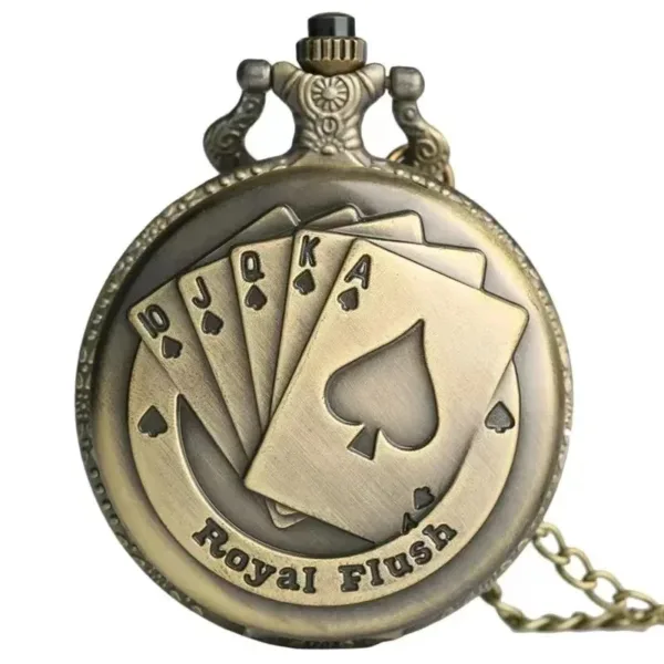 Vintage Poker Design Quartz Pocket Watch - Image 5