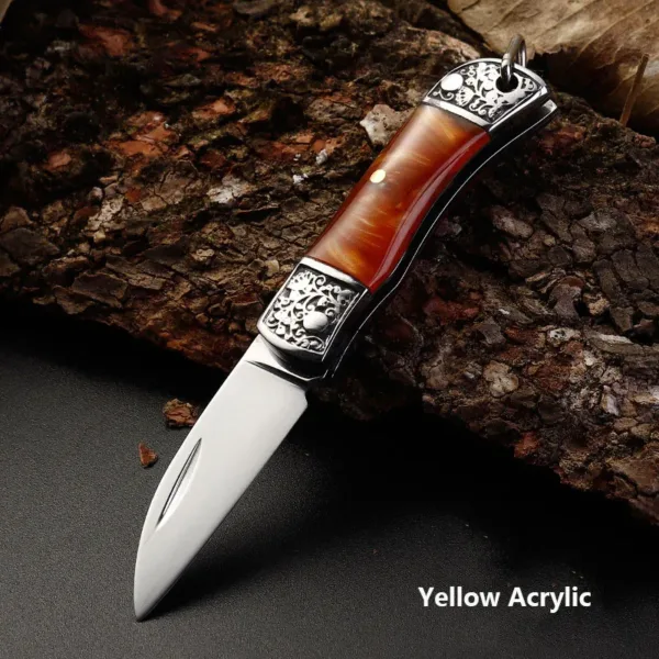 Mini Folding Keychain Knife with Wood Handle - Image 7