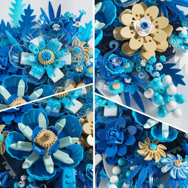 917PCS Blue Floral Building Blocks Set - Image 3