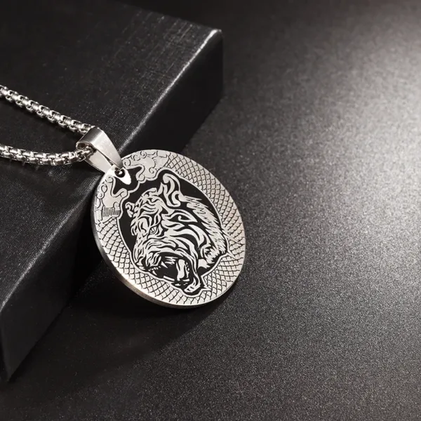 Lion Head Round Medal Pendant Necklace - Image 39