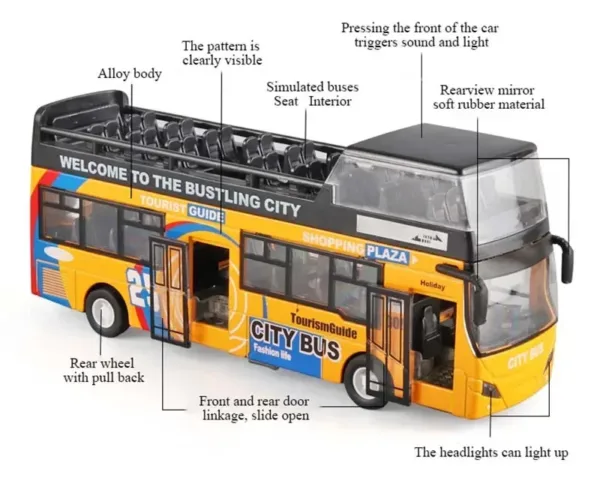 1/32 Alloy Double Decker Bus Toy Model - Image 3