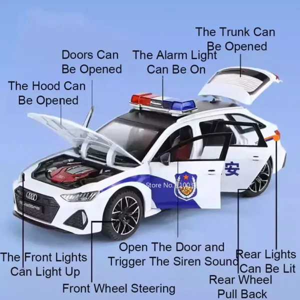 1:24 Police Car Model Toy with Light Sound - Image 2