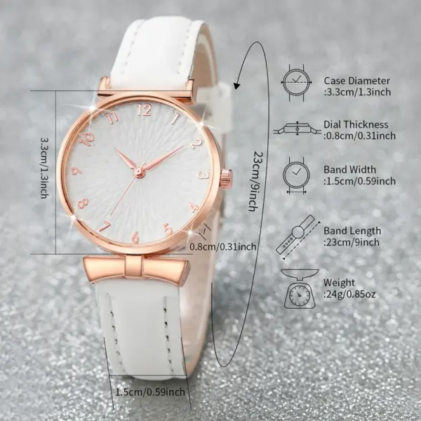 5PCS Women's Quartz Watch and Bracelet Set - Image 5