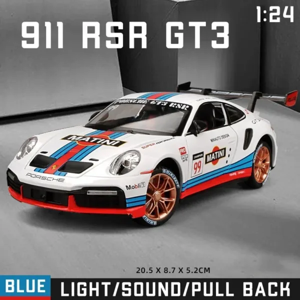 1:24 Porsche 911 GT3 RSR Diecast Model Car - Image 10