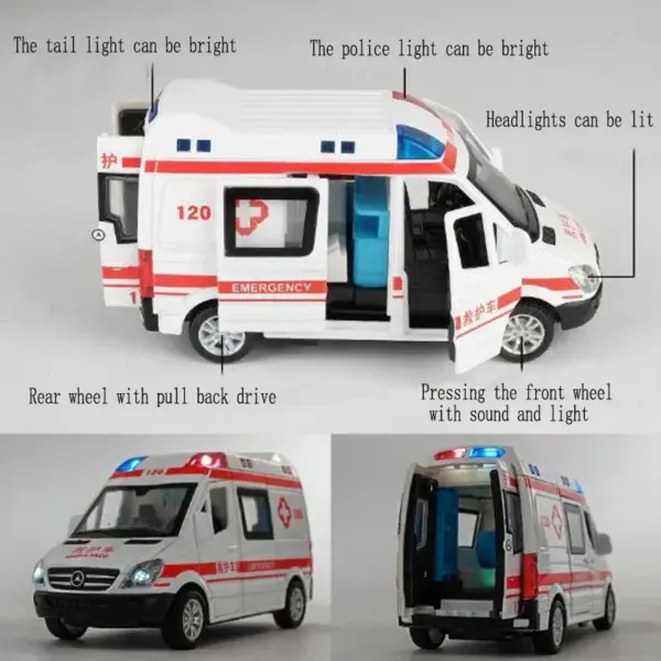 1:32 Ambulance Diecast Model with Sound Light - Image 5