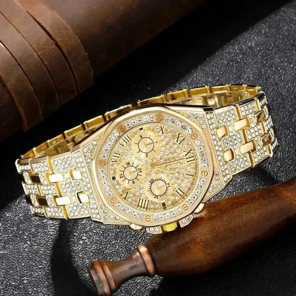 Gold Luxury Quartz Watch with Bracelet Set - Image 4