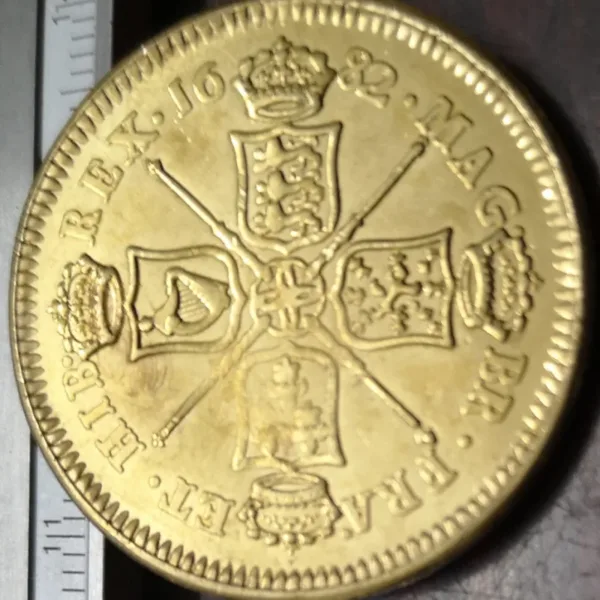 Charles II 2 Guineas Gold Plated Coin Copy - Image 2