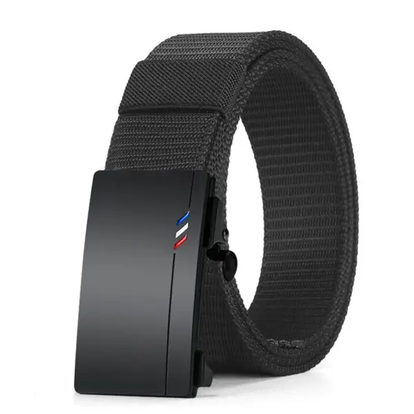 Men's Black Canvas Belt with Automatic Buckle