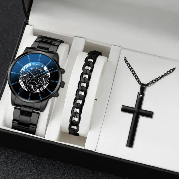 3PC Men's Quartz Watch Set with Bracelet