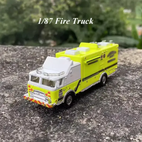 1/87 Scale Yellow Fire Truck Model Toy