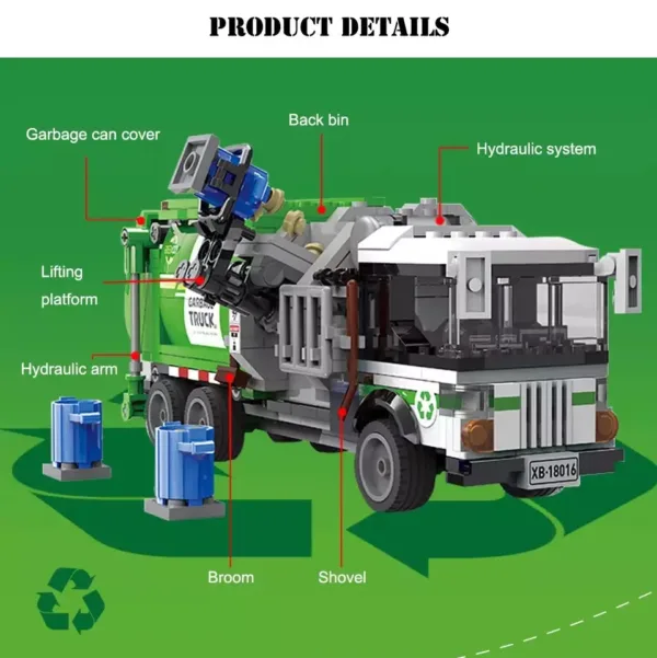 City Technical Sanitation Garbage Truck Toy - Image 3